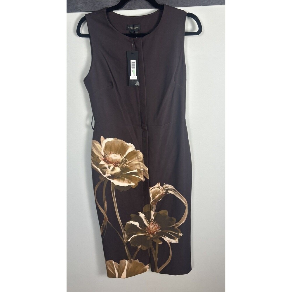 NWT Donna Karan Women's Brown Floral Midi Dress. Size 8